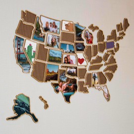 1DEA.me USA Photo & Cross Stitch Map - 3in1 - Wall Wooden Travel Map - 26x40 in - Easy to Use, Durable and Uniquely Yours