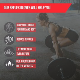 Lift Tech Fitness Reflex Workout Gloves for Women - Gym Gloves for Women Into Weights, HIIT, Strength Training - Weightlifting Gloves for Women with Full Palm Protection - Black & Gray, L