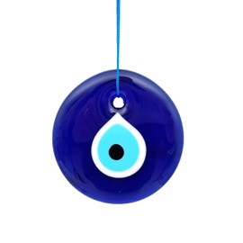 Erbulus Erbulus 4.3" Glass Blue Evil Eye Wall Hanging Ornament - Evil Eye Decor - Turkish Handmade Nazar Amulet - Home Protection Charm - Evil Eye Wall Decor Amulet in a Box