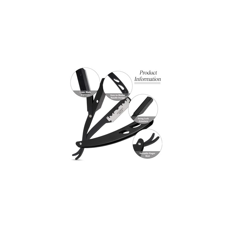 Black Metal Matte Finish Cut Throat Single Edge Blade Shaving
