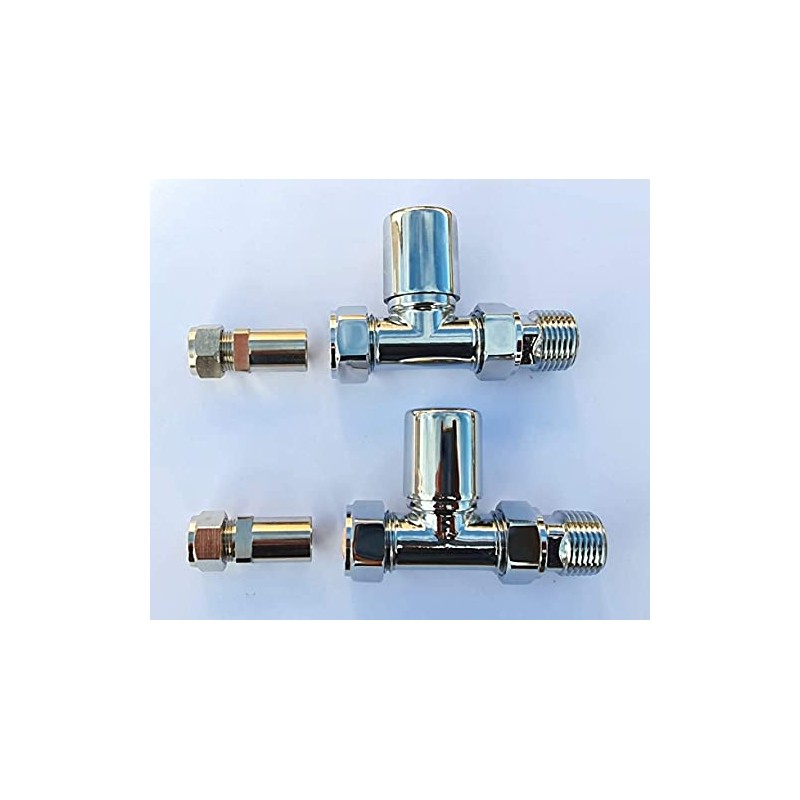 Manissa Milano Straight Chrome 10mm Towel Rail Valves 10mm Radiator