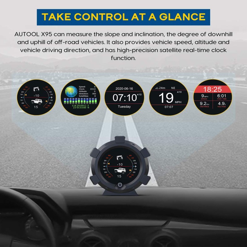 X95 GPS Speedometer MPH Car Inclinometer Level Tilt Gauge Automotive