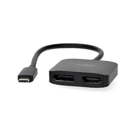 Nedis USB-C Adapter - USB 3.2 Gen 1 - USB-C Male - DisplayPort Female/HDMI Output - 8K @ 30Hz - 0.20 m - Round - Nickel Plated - Black - Box