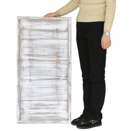 Gurfuy Extra Large Long Rectangle Ottoman Table Tray 40"x20" - Rustic Wooden Serving Tray for Farmhouse Decorative Oversized Coffee Table Trays Living Room Kitchen Counter Breakfast White