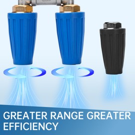 SEPLY Dual Turbo Nozzle Pressure Washer, 360° Rotating Turbo Nozzle for Power Washer with 1/4" Quick Connector, 2.5 Orifice Twin Turbo Nozzle, 4-6 GPM, 4000 PSI Max(Blue)