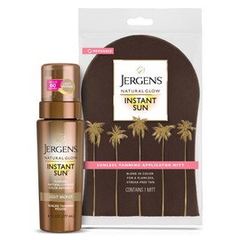 Jergens Jergens Natural Glow Instant Sun Bundle: Light Bronze Sunless Tanning Mousse, 6oz Bottle and Applicator Mitt
