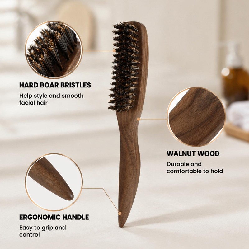 Slick Back Set - Boar Bristle Brush - Comb -