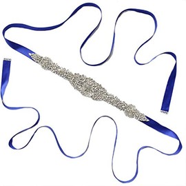 Lauthen.S Rhinestone Sash Belt for Wedding Bride/Baby Shower Dress,Royal Blue