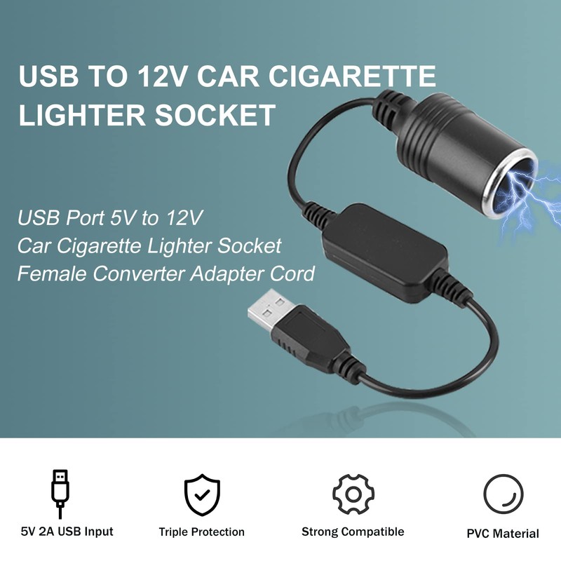 VBESTLIFE Zigarettenanzünder Adapter Konverter,USB Port zu 12V Zigarettenanzünder Buchse Konverter
