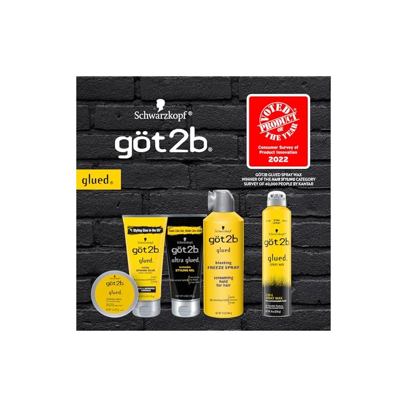 Got2B Glued Styling Spiking Hair Gel 2-6oz tubes + 1