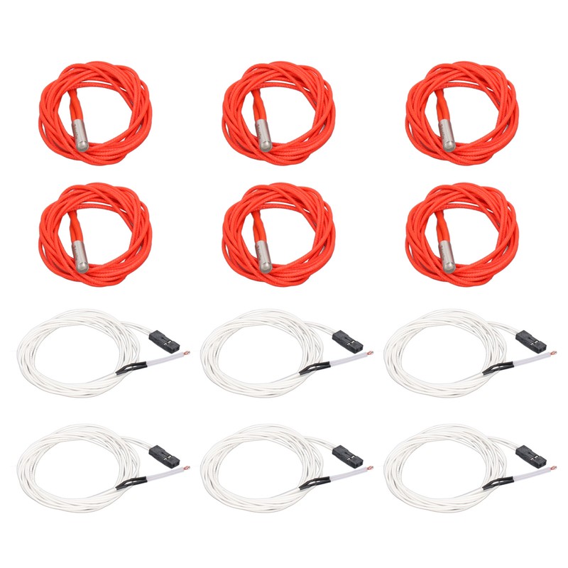 6Pcs Thermistor Wires with Terminal 6Pcs Heating Rods 3D Printer