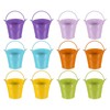 PATIKIL 12 Pcs Small Metal Buckets with Handle 2.7"x2.3" Mini