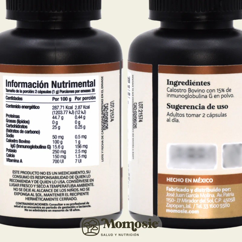 Kit De 2 Calostro Bovino (colostrum) 60 Cápsulas De 500