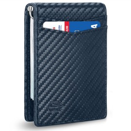 Zitahli Mens Slim Wallet with Money Clip Minimalist 7 Slots RFID Front Pocket Wallets for Men with Pull Tail