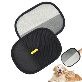 YEVON 2 Pcs Pet Hair Removal Glove – Double Sided Grooming Gloves for Cats & Dogs Reusable Static Removal Glove Pet Hair Washable Remover Mitt for Pet Grooming, Cleaning, Deshedding