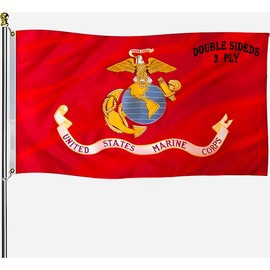 VOLTA Double Sided U.S. Marine Corps Flag 4x6ft, Outdoor Heavy Duty 3-Ply Durable Nylon Progressive Flag with Canvas Header/Brass Grommets for Indoor and Outdoor Decorations