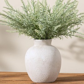 Heifgott Ceramic Flower Vase Home Decor - Small Farmhouse Table Vases Rustic Vintage Living Room Kitchen Bedroom Decorations for House Book Shelf Office Coffee Desk Dining Fireplace White (6" Rustic)