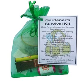 SMILE GIFTS UK Gardener's Survival Kit Gift - Small Novelty Gardening Gift in Green Bag