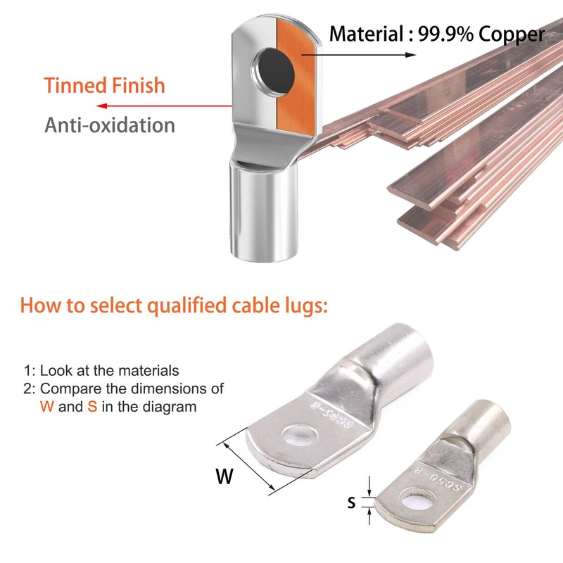 Gloaso Tinned Copper Battery Lugs Kit Heavy Duty - 4/0