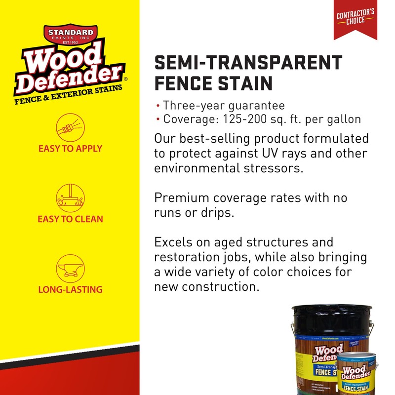 Wood Defender Semi-Transparent Fence Stain – Sierra, 1-Gallon | Oil-Based