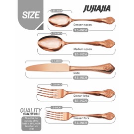 Regent Bead 20-Piece Rose Gold Flatware Set, Mirror Polished Premium Stainless-Steel Deluxe Silverware Set Service for 4, Include Knife Fork Spoon, Dishwasher Safe