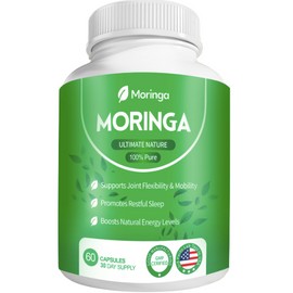 Moringa Capsules – 800mg Pure Moringa Powder Supplement – 60 Capsules for Natural Energy, Skin, Immune System & Gut Health Support, Green Antioxidant Superfood, Essential Vitamins & Amino Acids