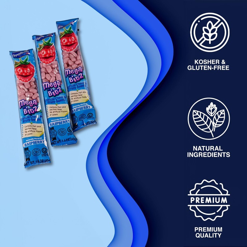 Mega Bitz Fruit Nuggets Blue Raspberry Candy Bulk Pack for