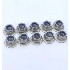 Unbranded M6 Titanium Flange Hex Nylon Lock Nut (Lighter than Stainless Steel) Qty.10