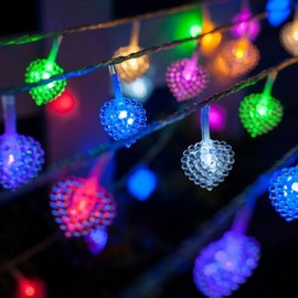 Lainin Multi-color 4M 96 LEDS 18P Hearts Love Shape LED String Curtain Light For Christmas Wedding Party Decoration Chandelier Luminarias (Colorful)