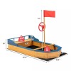 Costway Outdoor Children's Pirate Boat Wood Sandbox Storage Seat Bench