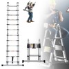 12.5FT A-Frame Extension Ladder Aluminum Telescopic Ladder Portable Collapsible Ladder