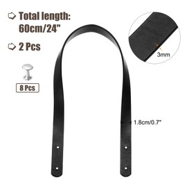 MECCANIXITY 2pcs 24 Inch (60cm) Leather Purses Straps Handbag Belt Band Bag Handle for Purse Wallet Tote Making, Black