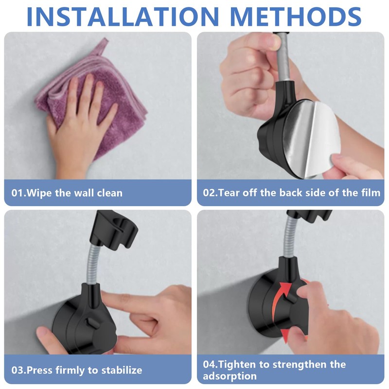 Shower Head Holder Without Drilling, Hand Shower Holder, Universal Shower