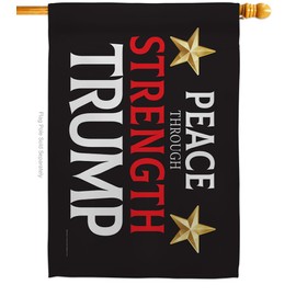 Peace Through Strength Trump Flag Black Wall Decor For Home Room Tapestry MAGA Garden Poster Rally Shooting 2024 Patio Banner Yard Sign Outdoor House Patriotic Decorations Republican Gift Made In USA