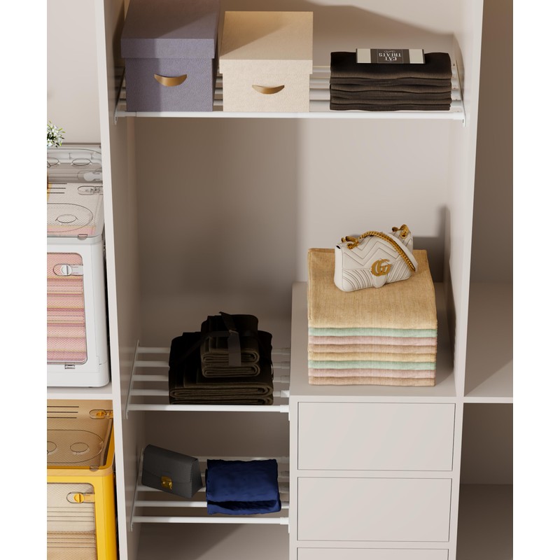 FIRJOY Expandable Wall-Mounted Closet Shelf Organizer, Adjustable Storage Rack, Heavy