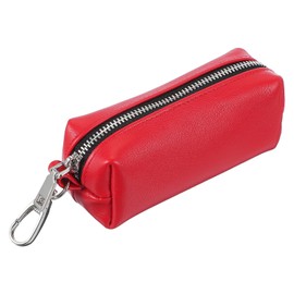 uxcell Leather Coin Purse, Leather Car Key Holder Bag Hand-held Change Purse Keychain Pouch Small Coin Pouch with Key Ring for Women and Men, Red