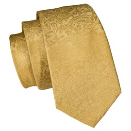 Dubulle Paisely Mens Necktie and Pocket Square Set with Cufflinks, Gold Yellow, M