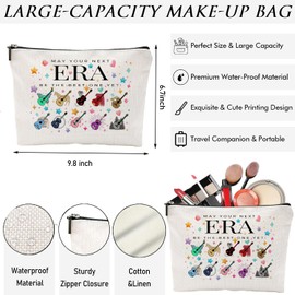 Taylor Next Era White Makeup Bag Singer Merch Cosmetic Bag with Singer Album Guitar for Fans,Womens Birthday Gifts Mother's Day Nurse Gift Graduation Gift for Swiftes