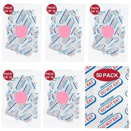 LinsKind 50 Packs 500CC Food Grade Oxygen Absorbers （10 Packs in Individual Vacuum Bag, 5X Packs of 10, Oxygen Absorbers For Long Term Food Storage, with Oxygen Indicator, for Mylar Bags, Mason Jars