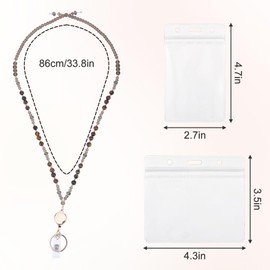 Retractable Lanyards for ID Badges,Natural Stone Crystal Teacher Lanyard for Women,Lanyards for Keys,Breakaway Cute Lanyard for Cruise,School,Office (Brown)