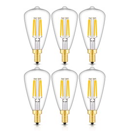 CRLight 4W Candelabra LED Edison Bulb 45W Equivalent 2700K Warm White 450LM Dimmable, E12 Antique ST48 / ST14 Clear Glass LED Chandelier Light Bulbs, Pack of 6