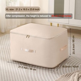 2024 New Ultra Space Saving Self Compression Organizer, Heavy Duty Moving Bags,Storage Tote for Space Saving, for Comforters,Blankets,Bedding. (Beige, L+XL)