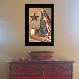Trendy Decor 4U God and Country Framed Wall Art for Living Room, Home Wall Decor Framed Print for Bedroom by Billy Jacobs, Black Frame