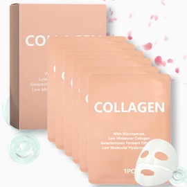 6 Pack Real Collagen Face Mask Korean Skincare: Real Deep Mask,Sheet Mask for Deep Hydration Anti-Wrinkle & Pore Minimizing, Hyaluronic Acid & Rose Extract, Glow like Glass Skin
