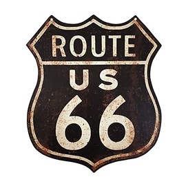 zeitzone Tin Sign Route 66 US Roadsign Nostalgia Vintage Style Street Sign 35 x 30 cm