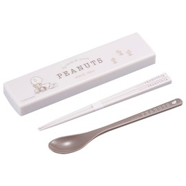 OSK CT-27 Peanuts EVERYDAY Cutlery Set, Snoopy Pull Lid Combi, Chopsticks, 7.1 inches (18 cm), Spoon, Made in Japan, Dishwasher Safe, No Crunching, Sliding, Easy to Use, Stylish, Cute, Unisex, Kids,