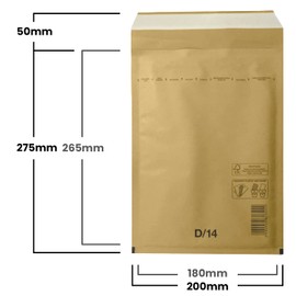 Netuno Pack of 10 Air Padded Mailing Envelopes D4 200 x 275 mm Brown Padded Padded Envelope Padded Recycled Tear-Resistant Shipping Bag with Air Film