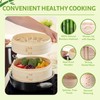 2 Tier Bamboo Steamer- 10" Baskets With Handle, Silicone Liner,