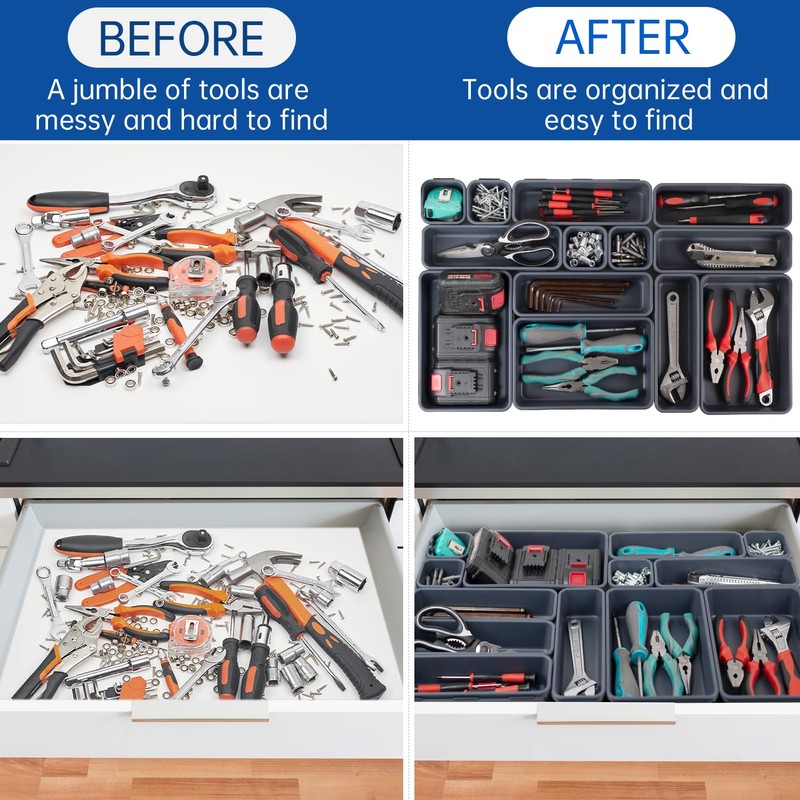 Giklux 45 Pack Tool Box Organizer Tray, 3-Sizes Tool Box
