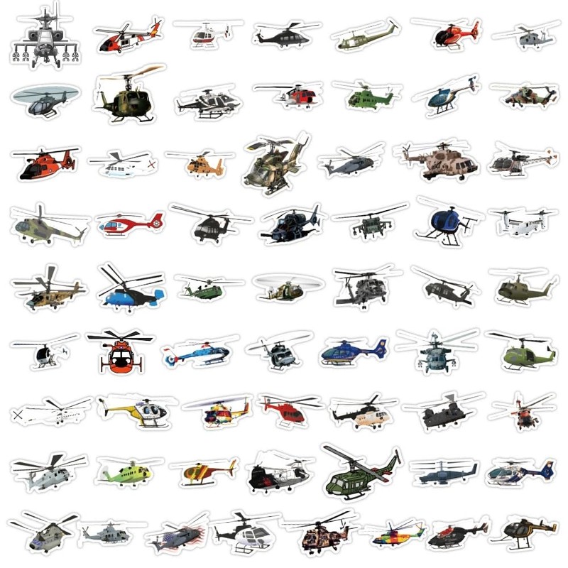 50 Pack Military Helicopter Stickers for Boys Teens Cool Helicopter